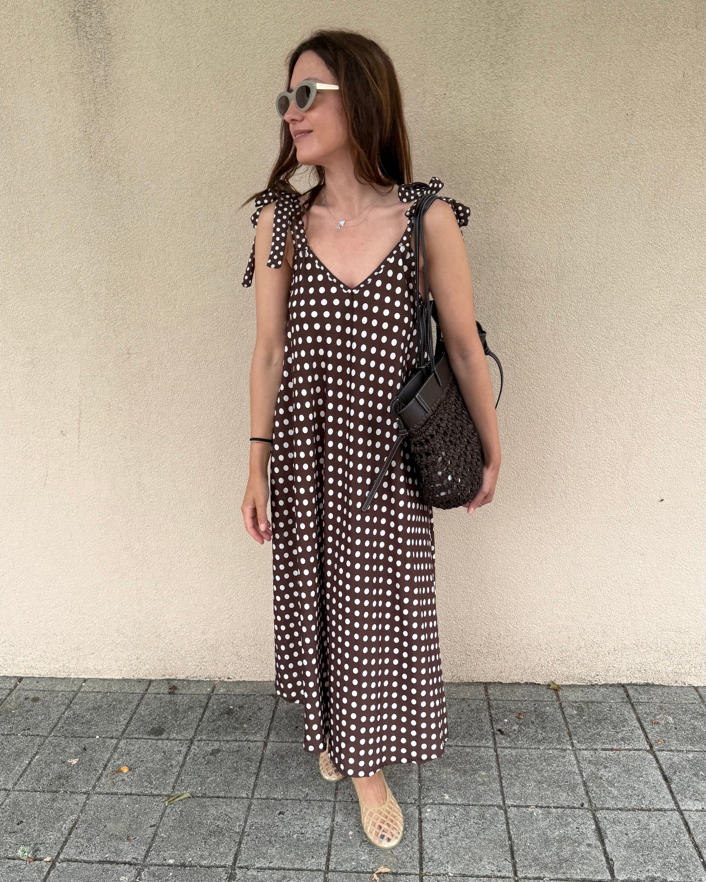 Vestido Lunares - Castanho