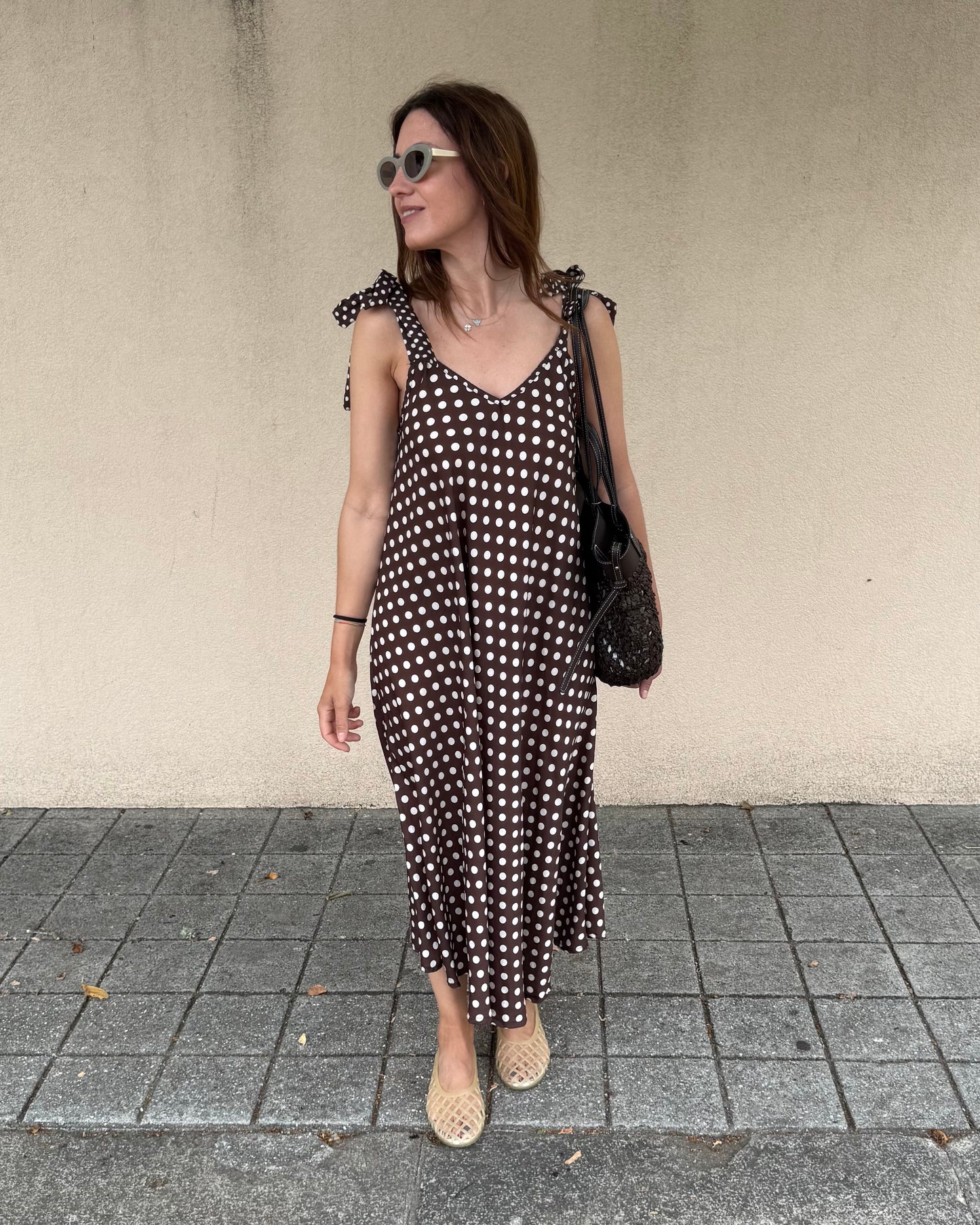 Vestido Lunares - Castanho