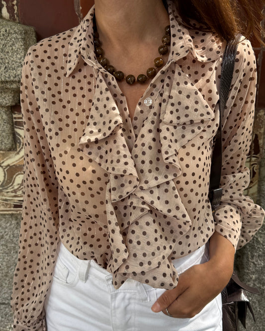Camisa Emily Bege - Polka Dots