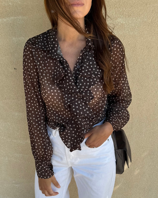 Camisa Emily Castanho - Polka Dots