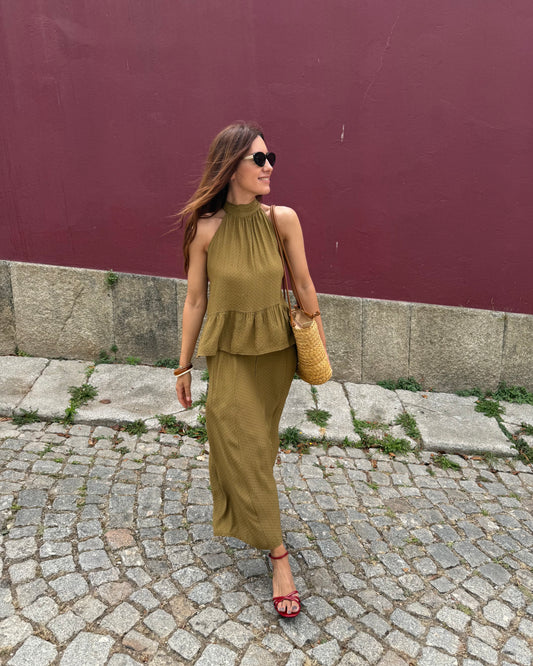 Saia Midi Verde Oliva - Envio até 21/07