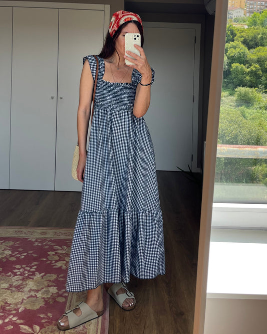 Vestido Amalfi - Vichy azul marinho ( Pré-venda - envio até 22/07)