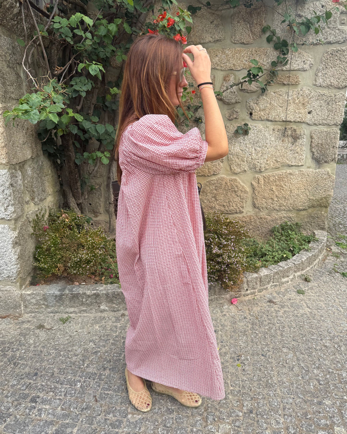 Vestido Nice - Xadrez Cereja