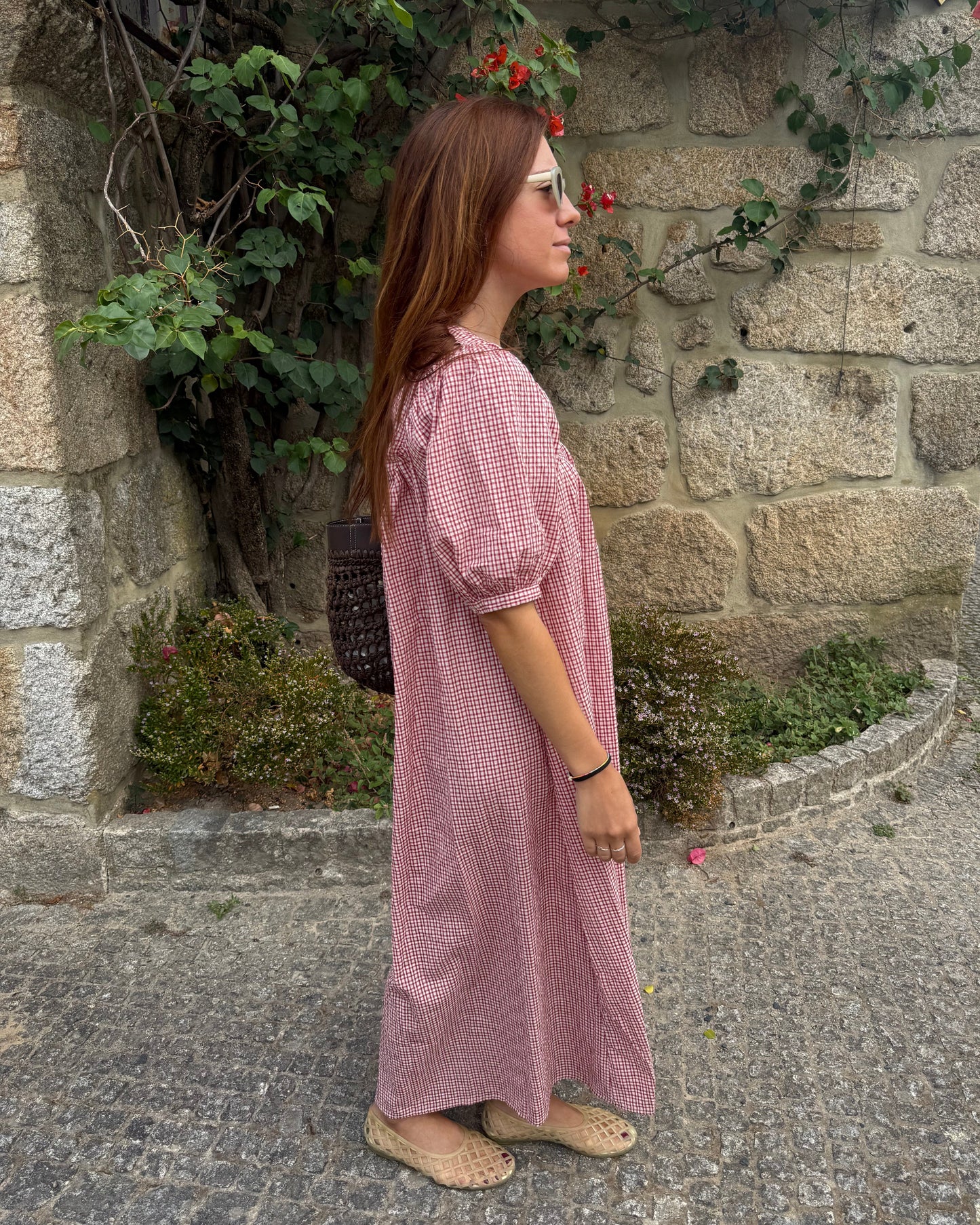 Vestido Nice - Xadrez Cereja