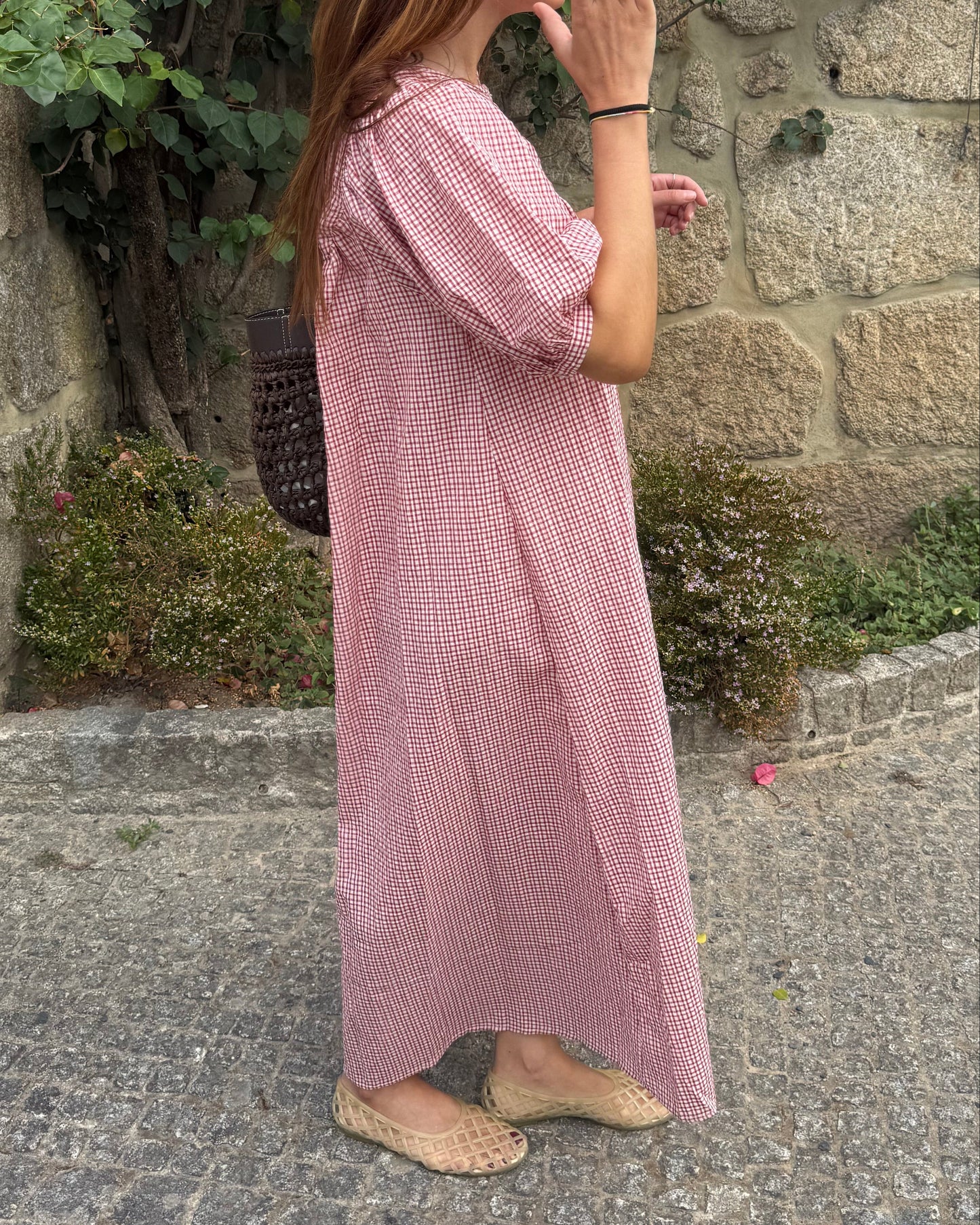 Vestido Nice - Xadrez Cereja
