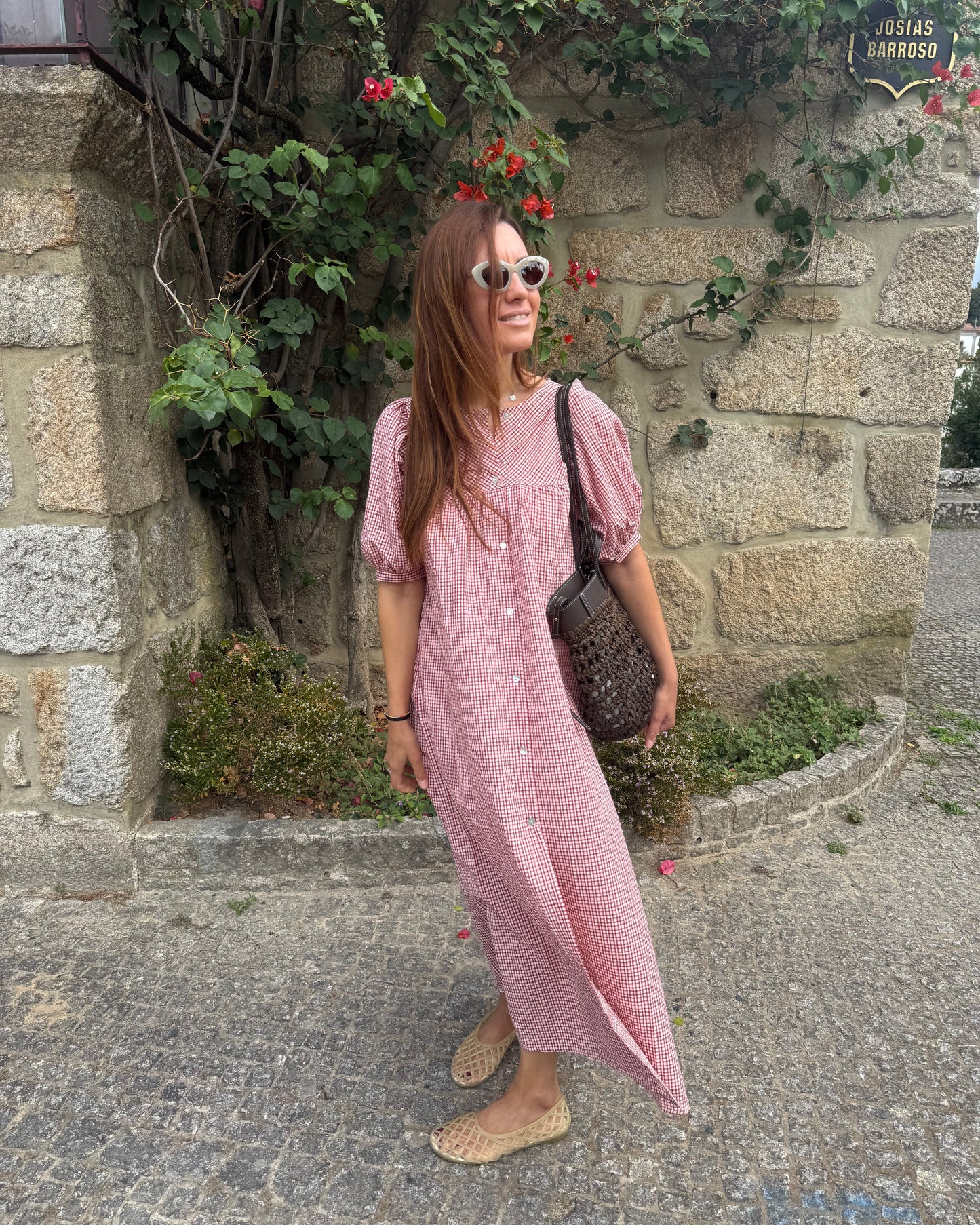 Vestido Nice - Xadrez Cereja