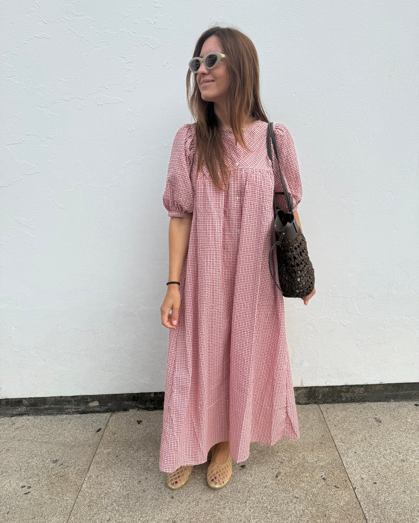 Vestido Nice - Xadrez Cereja