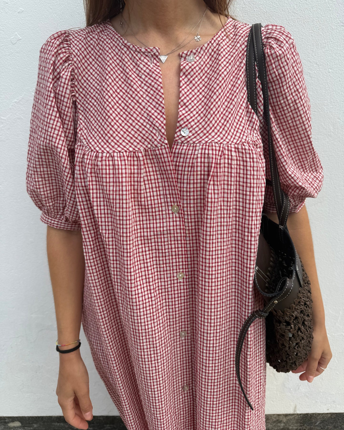Vestido Nice - Xadrez Cereja