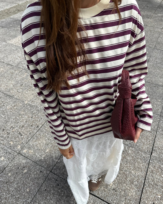 Camisola Rayas - Bordeaux e Branca