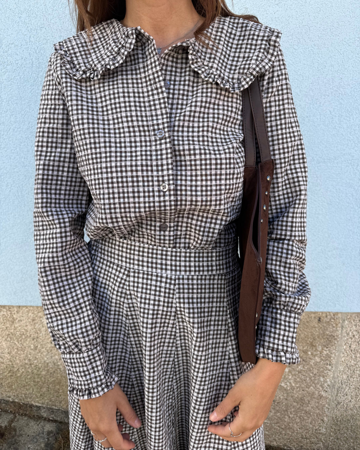 Camisa Babados - Vichy Castanho