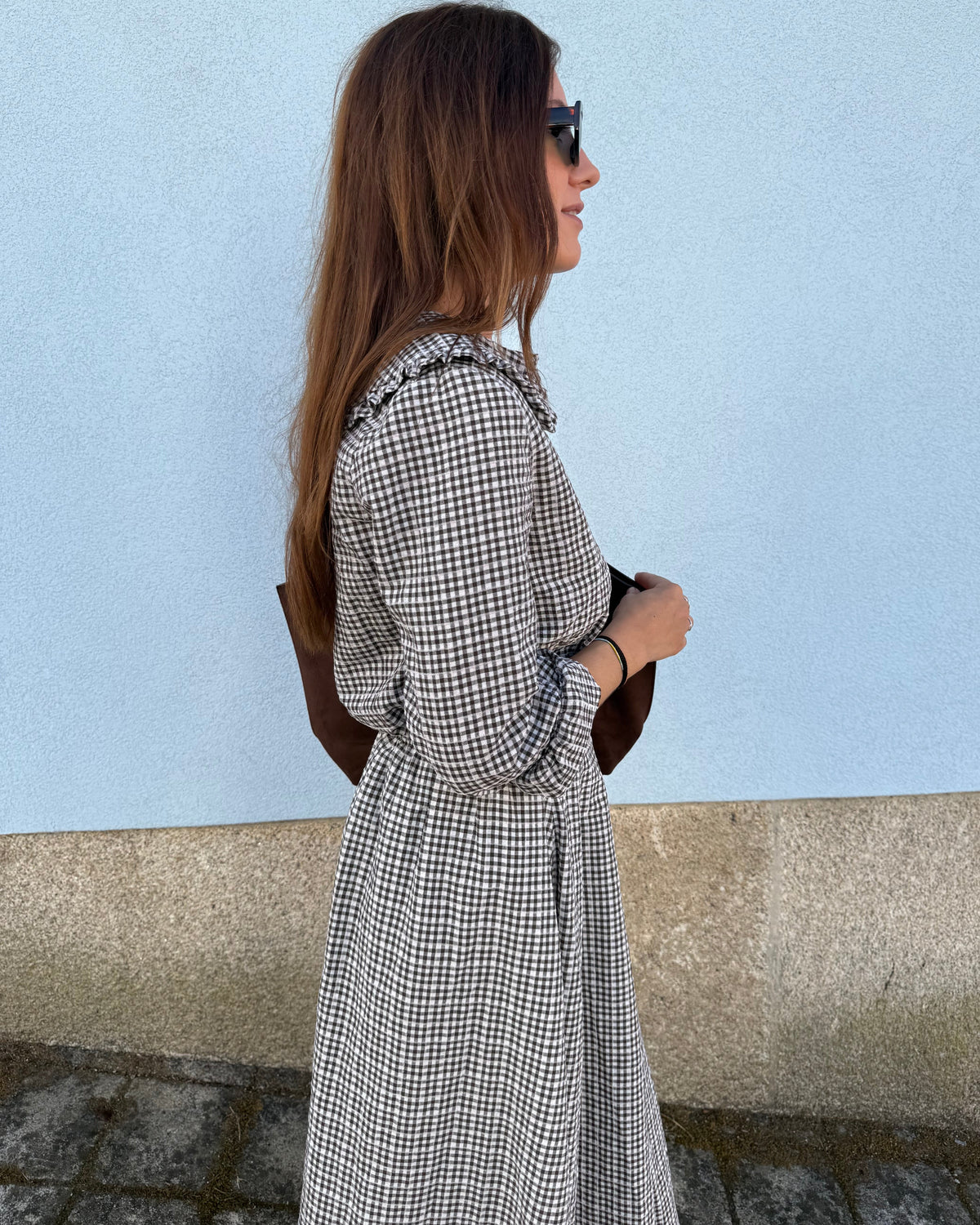 Camisa Babados - Vichy Castanho