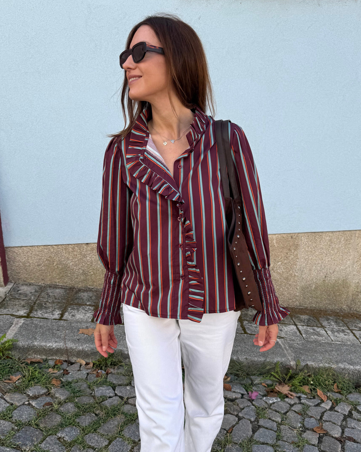 Camisa riscas Bordeaux