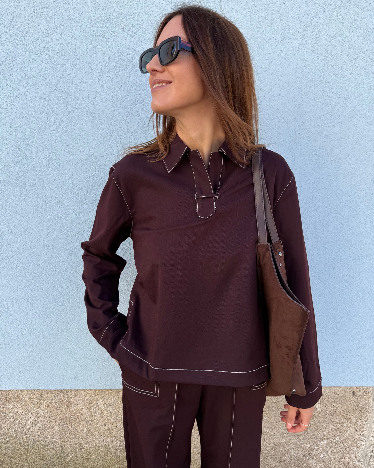 Blusa com detalhe de costuras - Bordeaux