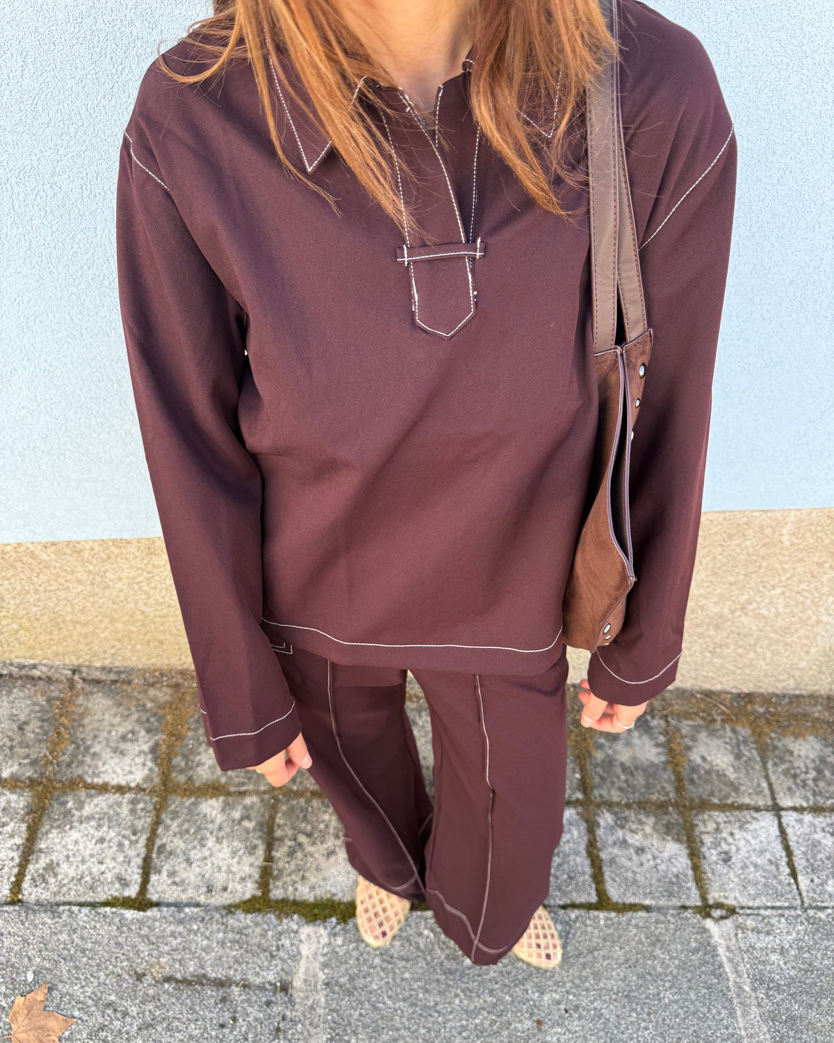 Blusa com detalhe de costuras - Bordeaux