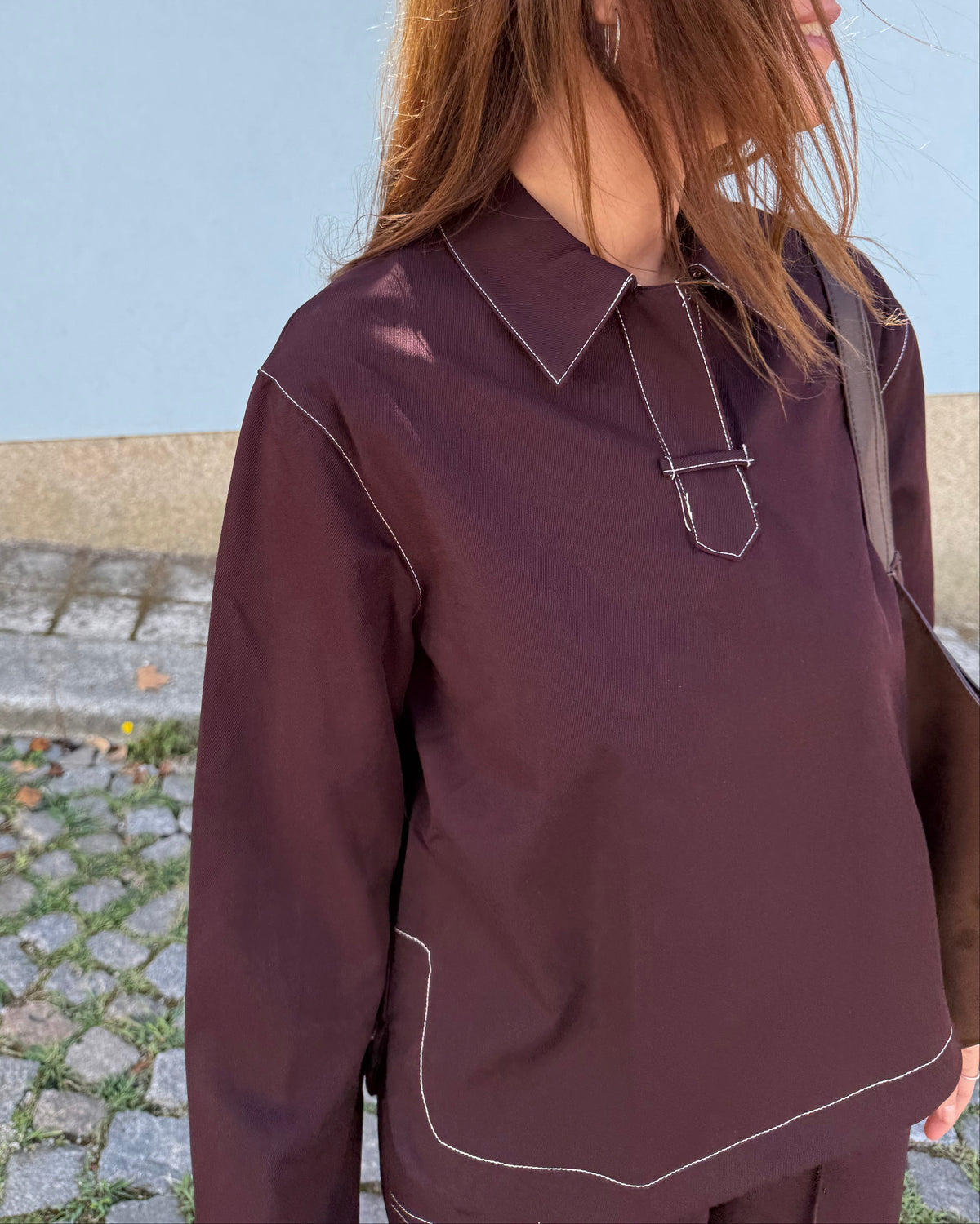 Blusa com detalhe de costuras - Bordeaux