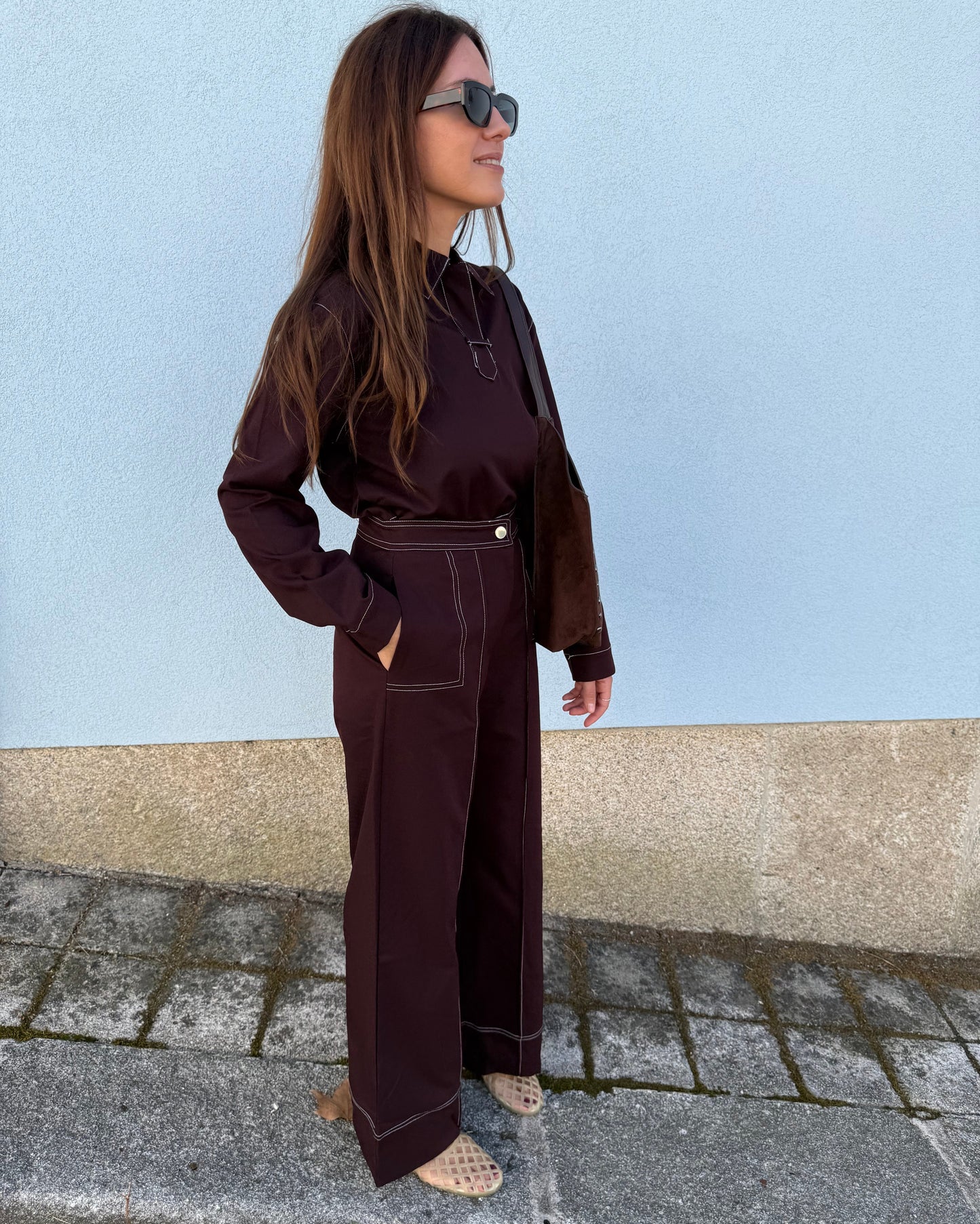 Blusa com detalhe de costuras - Bordeaux