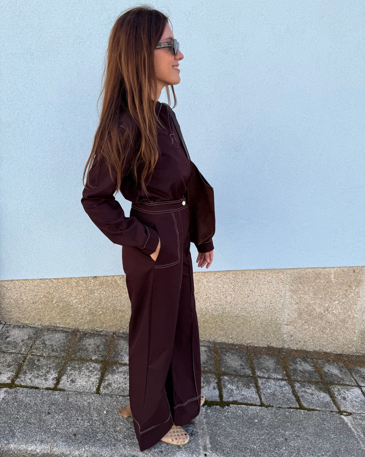 Blusa com detalhe de costuras - Bordeaux