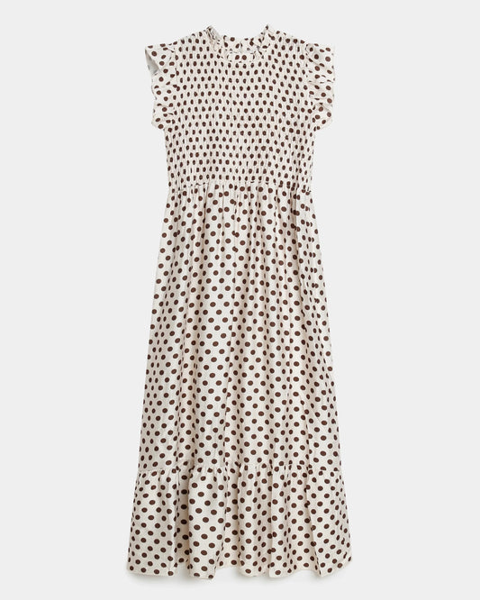 Vestido Málaga - Polka Dots (bege e castanho)