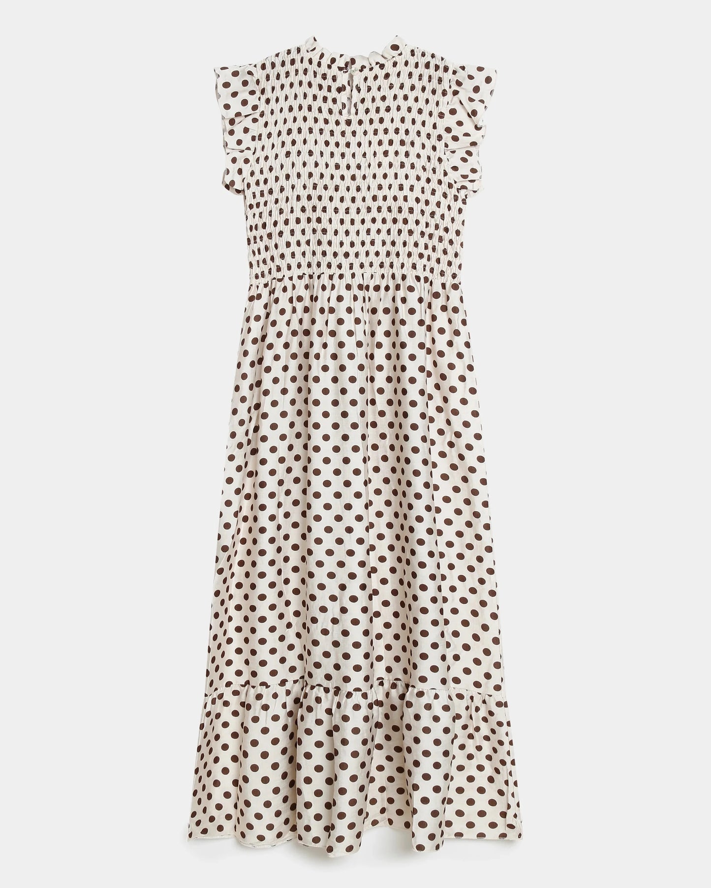 Vestido Málaga - Polka Dots (bege e castanho)